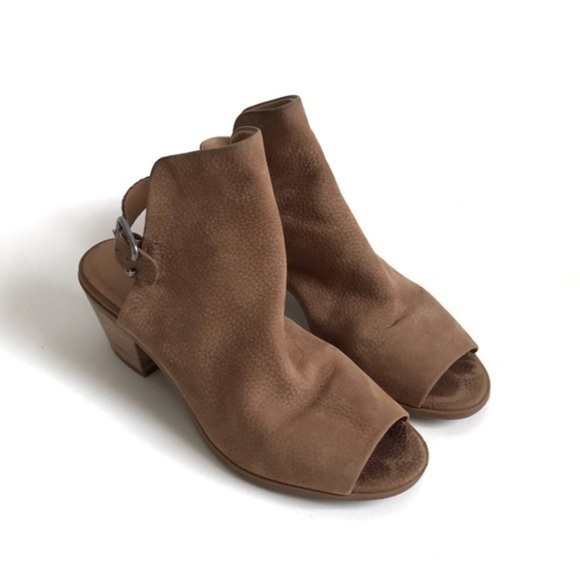 Lucky Brand Tan Bray Leather Peep Toe Sandals 8.5 - Picture 2 of 10